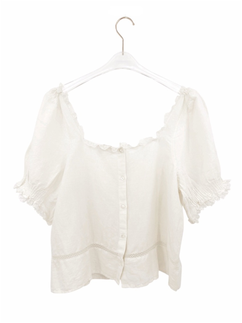 Sezane Ivory Lace-Trim Peasant Blouse - Picture 7 of 14